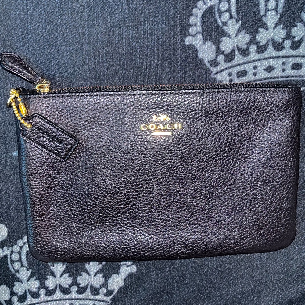 Coach Leather Wallet Black/Gold